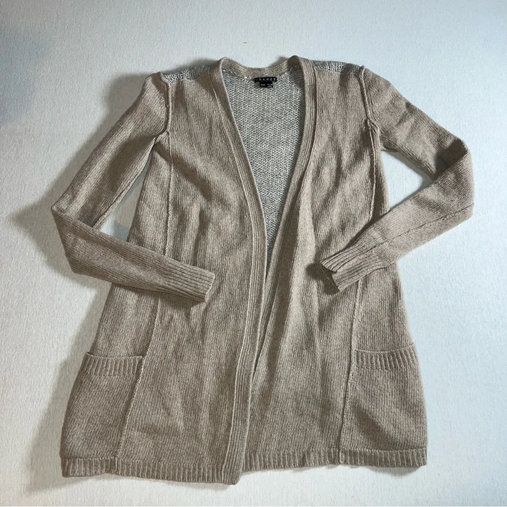 Theory Beige Open-Front Cardigan